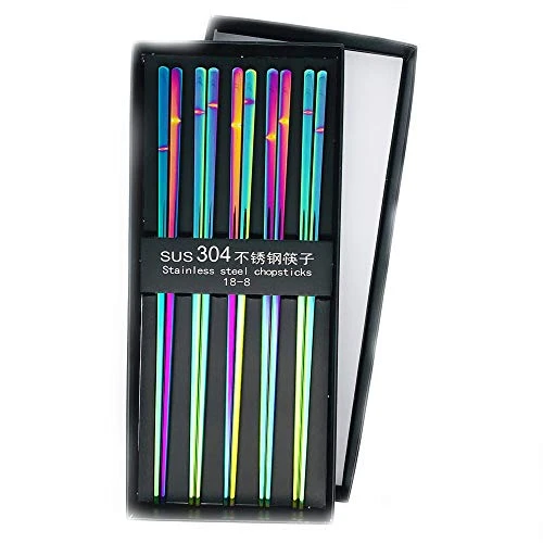 5pairs Polished Multicolor Rainbow 304 Stainless Steel Chopsticks Set,Metal Chopsticks Reusable, Dishwasher Safe, Traditional Chopstick,9.5inch 1 5pairs Polished Multicolor Rainbow 304 Stainless Steel Chopsticks Set,Metal Chopsticks Reusable, Dishwasher Safe, Traditional Chopstick,9.5inch