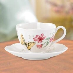 Lenox Butterfly Meadow Tiger Swallow Tail Porcelain Cup And Saucer Set -