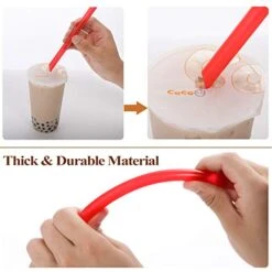 [Angled Tips] 8 Pcs Reusable Boba Straws & Smoothie Straws - Multi Colors Jumbo Wide Reusable Straws, BPA FREE Food-Grade Plastic Straws For Bubble Tea(Tapioca, Boba Pearls), Milkshakes With 2 Brushes -Peugeot Shop 41IqyTFmhXL