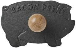 Cast Iron Pig Shaped Bacon Press With Wood Handle, 8.5in/21.5cm