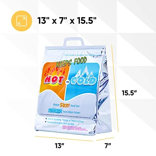 Hot And Cold Reusable Insulated Bag Food Storage For Frozen Items & Hot Items Including Lunch Bags & Grocery Shopping Bags Reinforced Heavy Duty Refrigerated Totes (1, 13"x7"x15.5") 2 Hot And Cold Reusable Insulated Bag Food Storage For Frozen Items & Hot Items Including Lunch Bags & Grocery Shopping Bags Reinforced Heavy Duty Refrigerated Totes (1, 13"x7"x15.5") - Image 2