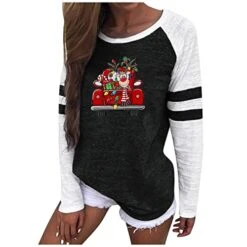Sweatshirts For Women Loose Fit Fall Fashion Sweatshirts Long Sleeve Christmas Print Loose Tops Pullover Top Streetwear