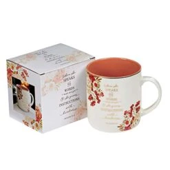 When She Speaks Proverbs 31 Woman Bible Verse Ceramic Coffee/Tea Mug | Pink/Red W/Gold Metallic Floral Christian Coffee Mug For Women, 14 Oz -Peugeot Shop 41J1KvWT8EL