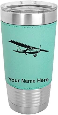 20oz Vacuum Insulated Tumbler Mug, High Wing Airplane, Personalized Engraving Included (Faux Leather, Rustic) -Peugeot Shop 41JDg7xcA1L. AC