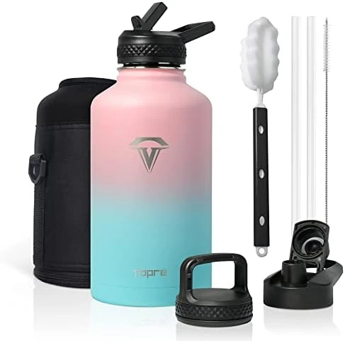 64 Oz Insulated Water Bottle, Half Gallon Vacuum Stainless Steel Sports Water Jug With 3 Lids & Brush, BPA-free Reusable Double Walled Thermos Mug Gym Keg For Sports Outdoor Camping, Black 10 64 Oz Insulated Water Bottle, Half Gallon Vacuum Stainless Steel Sports Water Jug With 3 Lids & Brush, BPA-free Reusable Double Walled Thermos Mug Gym Keg For Sports Outdoor Camping, Black - Image 10