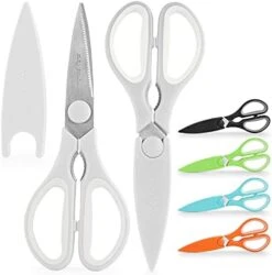 Scissors Heavy Duty - Ultra Sharp Stainless Steel Kitchen Shears With Protective Cover - Multipurpose Food Scissors & Meat Scissors For Poultry, Fish, Herbs, & More (Pink) -Peugeot Shop 41JEawGZNqL. AC