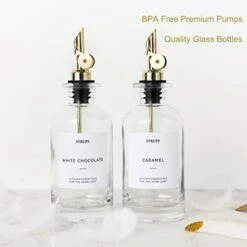 Olive Oil Dispenser Glass Bottle For Kitchen 2pack, Coffee Syrup Or Mouthwash Dispenser W. Weighted Pourer Spout& Funnel &35pcs Labels, Vinegar Cooking Dispenser Olive Oil Cruet Container , 350mL -Peugeot Shop 41JJeb36bUL