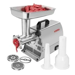 OoGooD Meat Grinder #8, Stainless Steel Meat Mincer With Rifled Head, Large Bite Auger & Sausage Stuffing Function 2/5HP Motor 300W 3-size SS Plates For Home And Kitchen