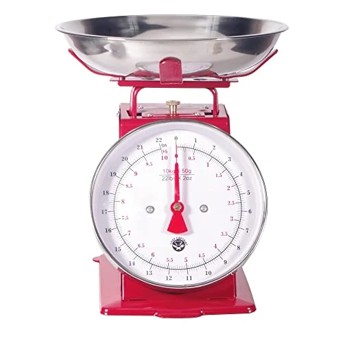 Kitchen Scale White Metal With A Stainless Steel Tray (22-Pound) (RED) 1 Kitchen Scale White Metal With A Stainless Steel Tray (22-Pound) (RED)