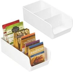 MDesign Plastic Food Storage Bin Organizer With 3 Compartments For Kitchen Cabinet, Pantry, Shelf, Drawer, Fridge, Freezer Organization - Holds Snack Bars - Ligne Collection - 2 Pack - Clear -Peugeot Shop 41Jc7lHzWpL. AC