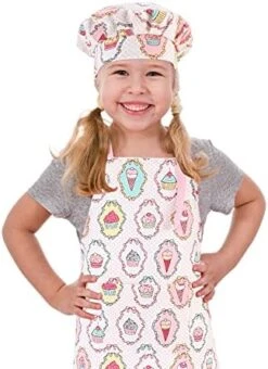CRJHNS Kids Apron And Chef Hat Set, Adjustable Cotton Child Aprons With Large Pocket White Girls Boys Kitchen Bib Aprons For Cooking Baking Painting -Peugeot Shop 41Jcb0qHlrS. AC