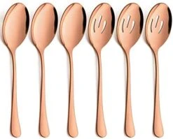 6 Pack Serving Spoons Set, 3 Large Serving Spoons, 3 Slotted Serving Spoons, Stainless Steel Buffet Dinner Restaurant Serving Spoons Set, Catering Serving Utensils For Party Banquet, 9.8 Inch -Peugeot Shop 41JdM62 tIL. AC 2
