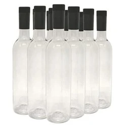 Plastic Wine Bottles & Screw Caps, Clear, 750ml - Pack Of 12