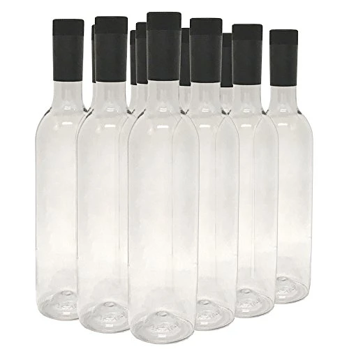 Plastic Wine Bottles & Screw Caps, Clear, 750ml - Pack Of 12 1 Plastic Wine Bottles & Screw Caps, Clear, 750ml - Pack Of 12