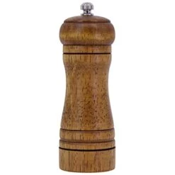 Wooden Pepper Grinder Pepper Mill, Coarseness Adjustable Peppermill, Refillable Salt Mill, Ceramic Grinding Mechanism - 5inch Tall