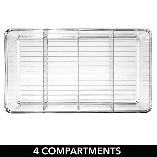 MDesign Plastic Divided Bin Storage Containers - Perfect For Fridge, Cabinet, Pantry, And Home Organization - Clear Plastic Organizer Bins - Refrigerator Organizers - Ligne Collection - 6 Pack, Clear 3 MDesign Plastic Divided Bin Storage Containers - Perfect For Fridge, Cabinet, Pantry, And Home Organization - Clear Plastic Organizer Bins - Refrigerator Organizers - Ligne Collection - 6 Pack, Clear - Image 3