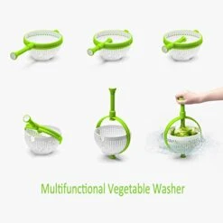 Salad Spinner, Collapsible Fruit Salad Washing Filter, Kitchen Veggie Rotating Drain Basket, Easy-To-Use Compact Vegetable Washer -Peugeot Shop 41JtzhTZIqL