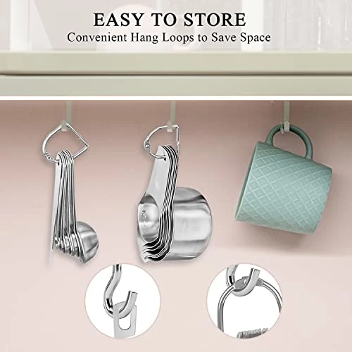 Stainless Steel Measuring Cups And Measuring Spoons Set With Magnetic Measurement Conversion Chart/Egg Separator/Level, Stackable Kitchen Gadgets Measure Tools For Liquid & Dry Measuring 7 Stainless Steel Measuring Cups And Measuring Spoons Set With Magnetic Measurement Conversion Chart/Egg Separator/Level, Stackable Kitchen Gadgets Measure Tools For Liquid & Dry Measuring - Image 7