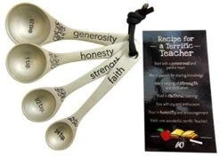 Teacher Spoon Set Measuring Spoons With Recipe Card Engraved Kitchen Accessory Present Gift Boxed