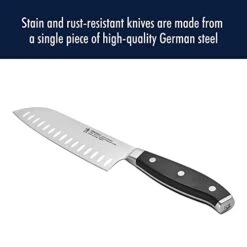Forged Premio Hollow Edge Santoku Knife, 7-inch, Black/Stainless Steel -Peugeot Shop 41JysYrhiSL