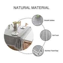 Rustic Tablecloth Cotton Linen Splashproof Tablecloths Burlap Table Cloths For Kitchen Dining Buffet Cloth Table Cloth For Rectangle Tables Grey Rectangle Table,55''x70'',4-6 Seats -Peugeot Shop 41K0ckWQIoL