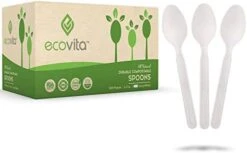 100% Compostable Spoons - 140 Large Disposable Utensils (6.3 In.) Eco Friendly Durable And Heat Resistant Alternative To Plastic Spoons With Convenient Tray By Ecovita -Peugeot Shop 41K1zh3SjZL. AC