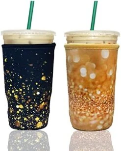 Axendale And Co Reusable Neoprene Insulator Sleeves For Large Sized Iced Coffee And Cold Drink Cups (2 PK Large 32oz, Black Smooth) -Peugeot Shop 41K3uJ2p jL. AC