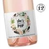 ABOUT TO POP Mini Champagne Bottle Labels ● SET Of 12 ● Ready To Pop Boho Chic Rustic Floral Baby Shower Mini Wine Labels Favors WATERPROOF M403-POP-12