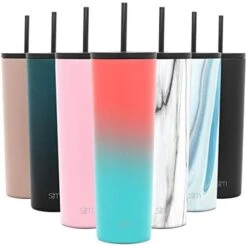 Classic Insulated Tumbler With Straw And Flip Lid - Stainless Steel Water Bottle Iced Coffee Travel Mug Cup 28oz (830ml) Ombre: Havana -Peugeot Shop 41KCAEUxBQL. AC