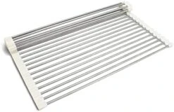 Oll Up Dish Rack- Over The Sink Mat For Drying Dishes - Silicone Wrapped Stainless Steel Rods (15" X 17.5") - Versatile Roll Up Trivet & Dish Drying Rack For Kitchen -Peugeot Shop 41KHWgJv95L. AC