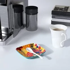 Olorful Hand Painted Spoon Rest - 4.75 Inches Ceramic Spoon Holder For Kitchen Counter Stove Top, Dishwasher Safe, Multicolor -Peugeot Shop 41KNgl8c24L