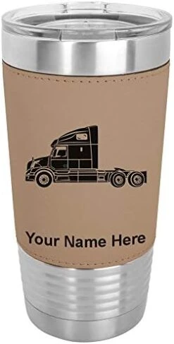 20oz Vacuum Insulated Tumbler Mug, Truck Cab, Personalized Engraving Included (Faux Leather, Black) -Peugeot Shop 41KQJkNq7fL. AC