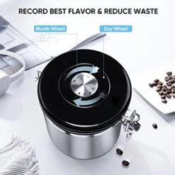 Airtight Coffee Canister, Stainless Steel Container For The Kitchen, Coffee Ground Vault Jar With One Way Co2 Valve And Scoop, Tea Coffee Sugar,Extra Coffee Spoon (Silver, 16OZ) 7 Airtight Coffee Canister, Stainless Steel Container For The Kitchen, Coffee Ground Vault Jar With One Way Co2 Valve And Scoop, Tea Coffee Sugar,Extra Coffee Spoon (Silver, 16OZ) -Peugeot Shop 41KRs0TmaKL