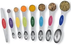 Measuring Spoons, 8 Sets Magnetic Measuring Spoons Dual Sided Stainless Steel Measuring Spoons Stackable Nesting Tablespoon Teaspoon, Fits In Spice Jars, For Dry Or Liquid Ingredients (Black) -Peugeot Shop 41KSnoQoXKL. AC