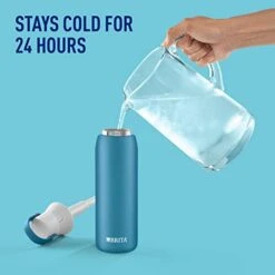 Brita Insulated Filtered Water Bottle With Straw, Reusable, Stainless Steel Metal, Blue Jay, 20 Ounce -Peugeot Shop 41KTGy4cLkL