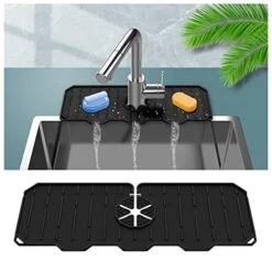 GENERIC Silicone Faucet Mat For Kitchen Sink Handle Drip Catcher Mat - Sink Splash Guard – Faucet Absorbent Mat For Kitchen & Bathroom Countertop Protect Accessories (Grey) 9 GENERIC Silicone Faucet Mat For Kitchen Sink Handle Drip Catcher Mat - Sink Splash Guard – Faucet Absorbent Mat For Kitchen & Bathroom Countertop Protect Accessories (Grey) -Peugeot Shop 41KXQ1s1G5L