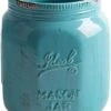 Extra-Large Kitchen Utensil Holder - 7.8” Mason Jar Ceramic Kitchenware Caddy For Farmhouse Kitchen Decor, Dishwasher Safe, Wide Opening Vintage Utensil Crock Countertop Organizer - Aqua