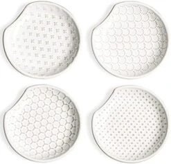 Spoon Rest For Stove Top, Ceramic Spoon Holder For Counter, Embossment Housewarming Gift, Kitchen Decor Utensil Rest - 4.8 Inch, Set Of 4, White -Peugeot Shop 41KZhePAPoL. AC