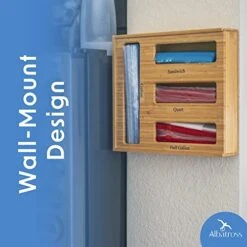 Bamboo Ziplock Bag Storage Organizer, Magnetic Sliding Lid, Ziplock Bag Organizer For Kitchen Drawer, Plastic Bag Organizer, Home Organization, Organizers And Storage For Snack Bags