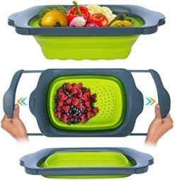 XL Large Collapsible Over The Sink Colander With Handles For Your Vegetables, Pasta, Salad And More - Folding Kitchen Strainer 6-Quart Capacity By Comfify - Blue/Teal 14 XL Large Collapsible Over The Sink Colander With Handles For Your Vegetables, Pasta, Salad And More - Folding Kitchen Strainer 6-Quart Capacity By Comfify - Blue/Teal -Peugeot Shop 41KtfoMMFOL. AC