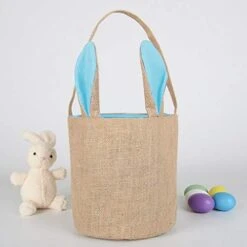 Egg Basket Holiday Rabbit Bunny Printed Canvas Gift Carry Eggs Candy Bag - HHmei Rabbit Bag, Rabbit, Rabbit Storage Bag (White) -Peugeot Shop 41KvzlprlkL. AC