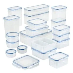Lock & Lock OcknLock Easy Essential Storage Set/Food Containers Airtight Bins/BPA-Free/Dishwasher Safe, 38 Piece, Clear