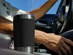 20oz Vacuum Insulated Tumbler Mug, Truck Cab, Personalized Engraving Included (Faux Leather, Black) -Peugeot Shop 41L5vDEOASL
