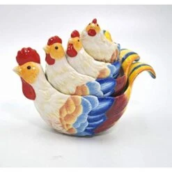 31983 Rooster Measuring Cup Set Of 4, 7-1/2 Inches Long, Brown
