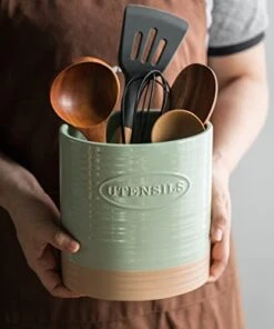 YHOSSEUN Kitchen Utensil Crock For Farmhouse Decor Utensil Holder For Countertop Organizer Extra-Large Utensil Caddy Porcelain, Oval, Green 15 YHOSSEUN Kitchen Utensil Crock For Farmhouse Decor Utensil Holder For Countertop Organizer Extra-Large Utensil Caddy Porcelain, Oval, Green -Peugeot Shop 41LDmGjb7DL