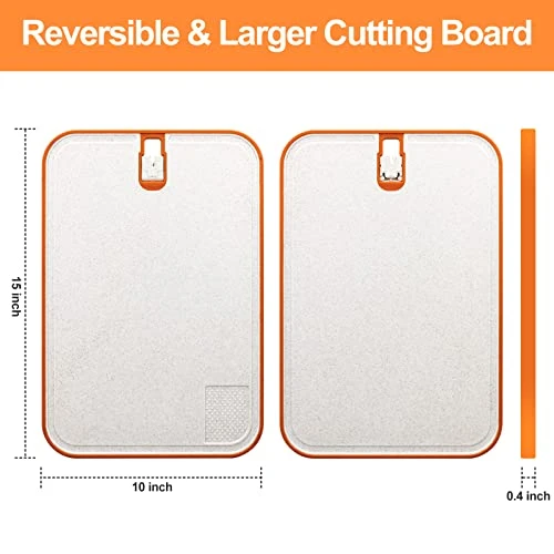 Plastic Cutting Board, 1 Pieces Dishwasher Safe Cutting Boards For Kitchen With Juice Grooves, Non-Slip, Reversible And Knife-Friendly With Built-in Sharpener & Grinding Area(off White) 3 Plastic Cutting Board, 1 Pieces Dishwasher Safe Cutting Boards For Kitchen With Juice Grooves, Non-Slip, Reversible And Knife-Friendly With Built-in Sharpener & Grinding Area(off White) - Image 3