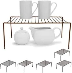 Smart Design Cabinet Storage Shelf Rack - Set Of 6 - Large - 8.5 X 16 Inch - Steel Metal Wire - Rust Resistant Coating - Dish, Counter And Pantry Organization - Kitchen - White -Peugeot Shop 41LIUz2 lYL. AC