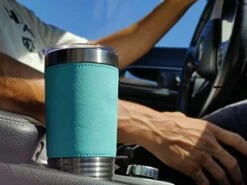 20oz Vacuum Insulated Tumbler Mug, EMT Emergency Medical Technician, Personalized Engraving Included (Faux Leather, Teal) -Peugeot Shop 41LIe6vNREL