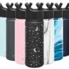 Kids Water Bottle With Straw Lid Vacuum Insulated Stainless Steel Metal Thermos Bottles | Reusable Leak Proof BPA-Free Flask For School | Summit Collection | 18oz, Lunar