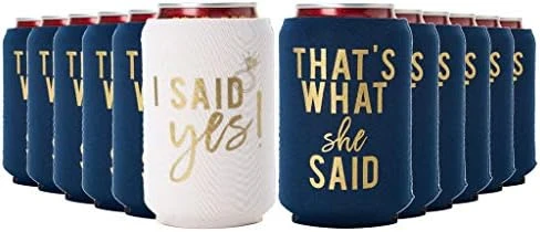 I Said Yes And That's What She Said Bachelorette Party Can Coolers, Set Of 12 Beer Can Coolies, Perfect Bachelorette Party Decorations And Bridesmaid Gifts (Black) 8 I Said Yes And That's What She Said Bachelorette Party Can Coolers, Set Of 12 Beer Can Coolies, Perfect Bachelorette Party Decorations And Bridesmaid Gifts (Black) - Image 8